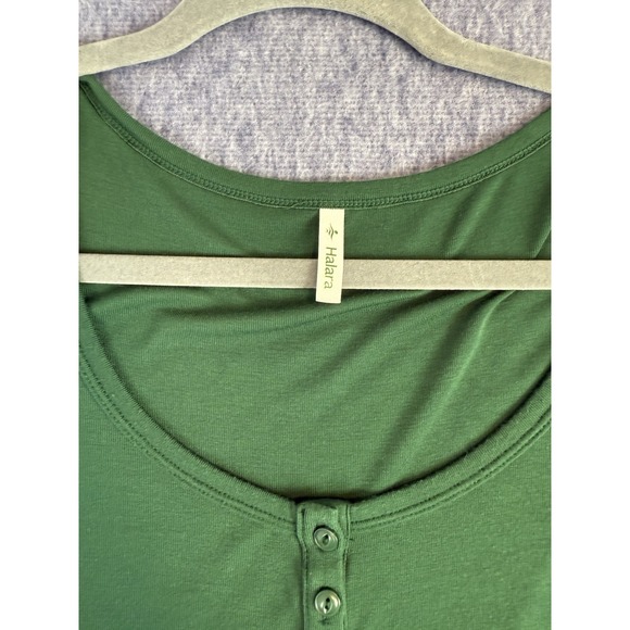 Halara Green Henley T-Shirt Long Sleeve Green Large - Picture 3 of 9